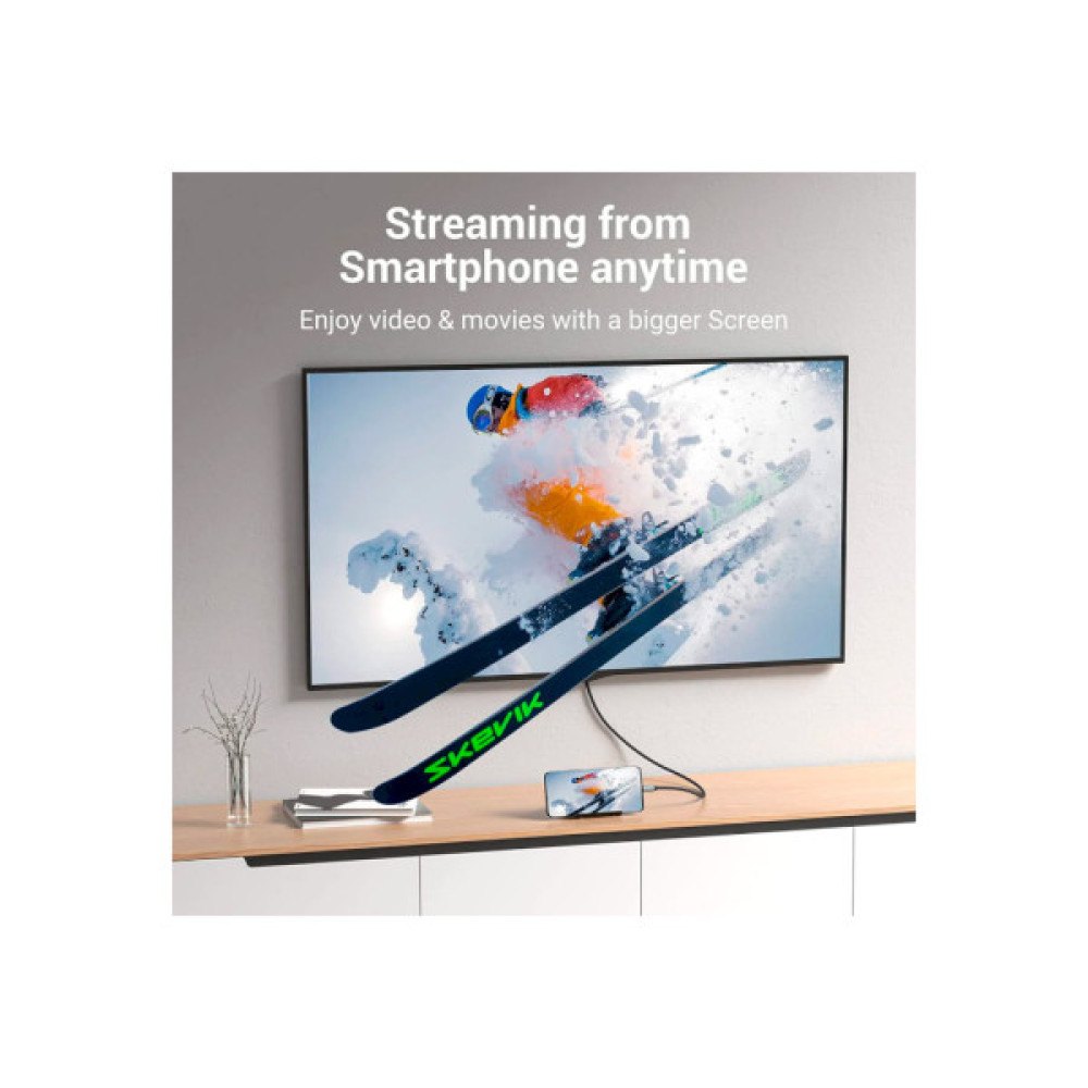 Кабель мультимедійний USB-C to HDMI M 1.5m 4K60Hz Thunderbolt 3 HDCP2.2 black Vention (CRBBG)