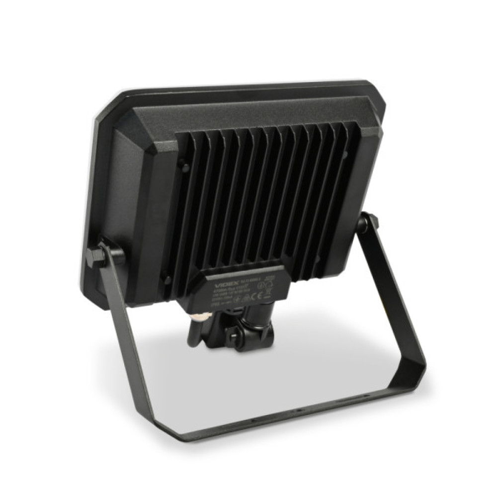 Прожектор Videx F3 50W 5000K з датчиком руху 220V Black (VLE-F3-0505B-S)