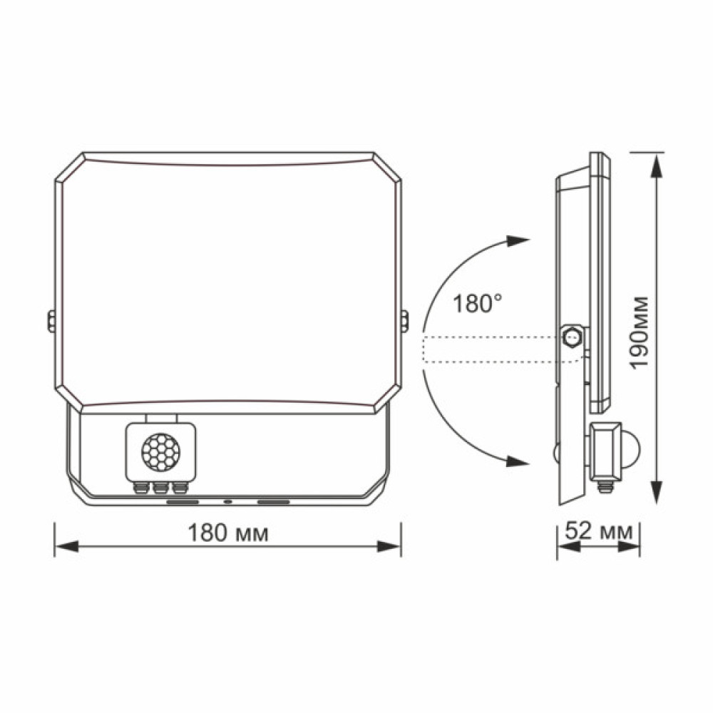 Прожектор Videx F3 50W 5000K з датчиком руху 220V Black (VLE-F3-0505B-S)