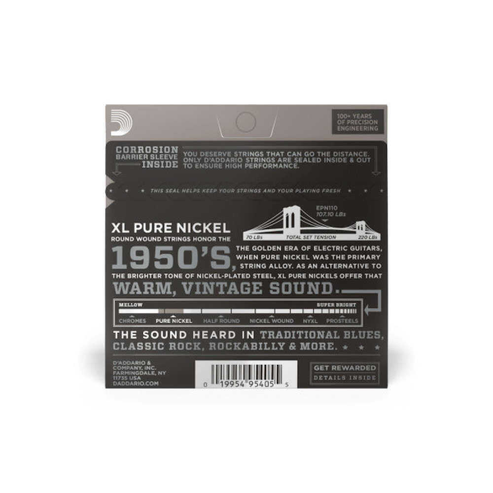 Струни для гітари D'Addario XL Pure Nickel Regular Light (10-45) (EPN110)