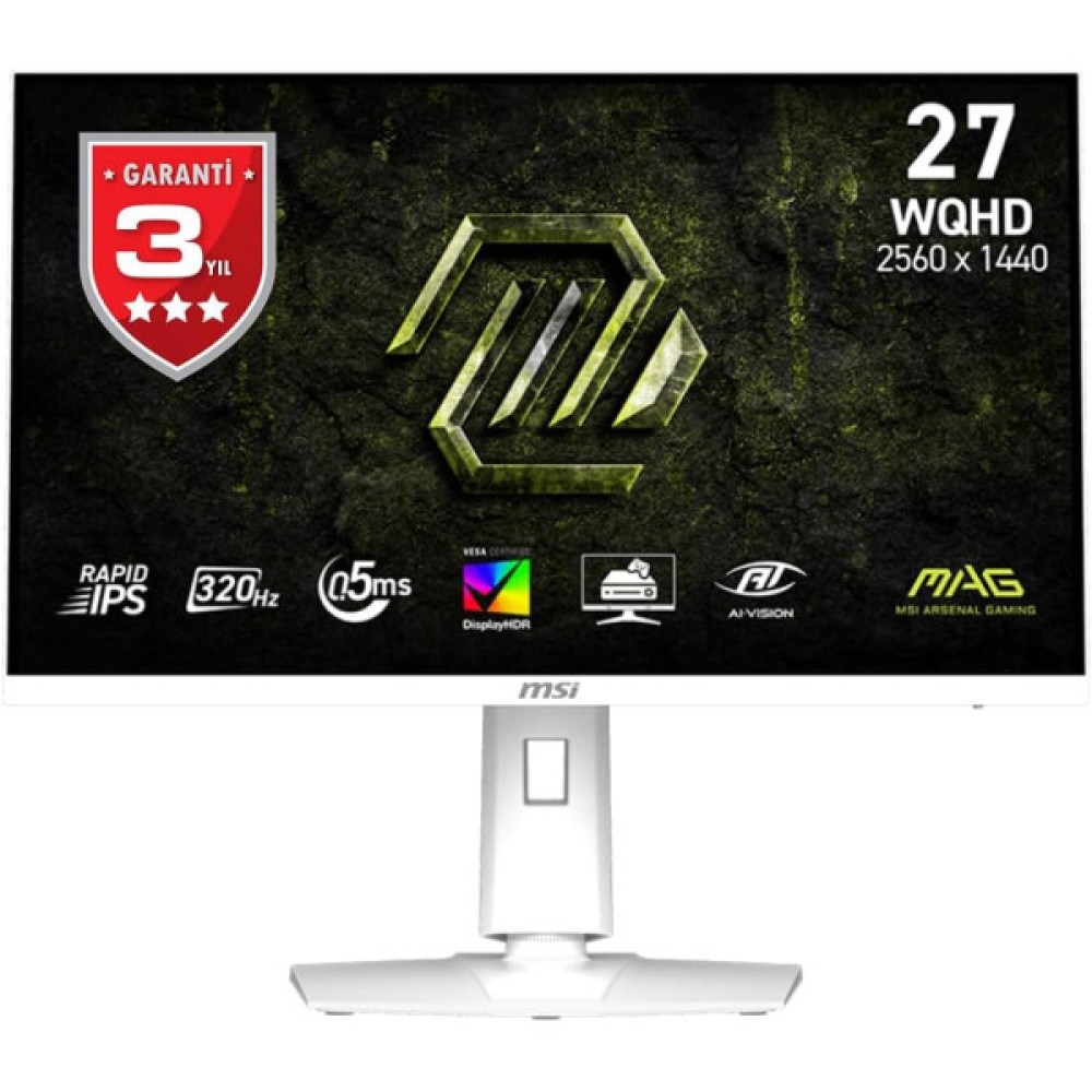 Монітор MSI 27" MAG 274QRFW-X32 2xHDMI, DP, Audio, IPS, 2560x1440, 320Hz, 0.5ms, sRGB 129%, FreeSync, Pivot, HDR400, білий