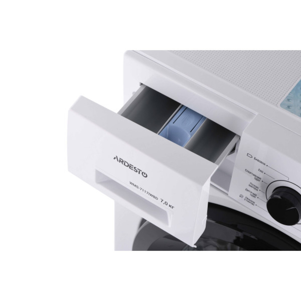 Пральна машина ARDESTO фронтальна, 7кг, 1400, А+++, 48см, дисплей, пара, інвертор, підсвіч.барабана, білий
