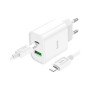Зарядний пристрій HOCO C80A Plus Rapido 1xUSB-C PD20W + 1xUSB QC3.0 + cable USB-C to Lightning White (6931474779892) Зарядний пристрій HOCO C80A Plus Rapido 1xUSB-C PD20W + 1xUSB QC3.0 + cable USB-C to Lightning White (6931474779892)