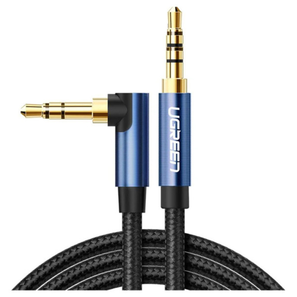 Кабель мультимедійний 3.5mm M to 3.5mm M 1.5m 90° corner AV112 blue UGREEN (60180)
