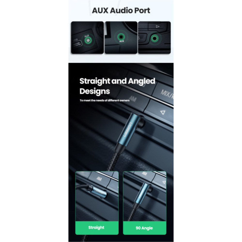 Кабель мультимедійний 3.5mm M to 3.5mm M 1.5m 90° corner AV112 blue UGREEN (60180)