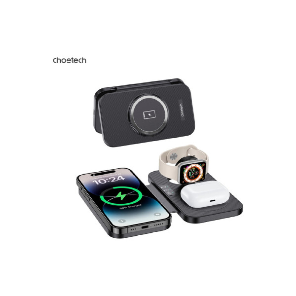 Зарядний пристрій Choetech Wireless magnetic 3-in-1 15W black (T616-F)