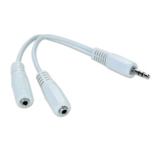 Кабель мультимедійний 3.5mm M to 2x3.5mm F 0.1m white Cablexpert (CCA-415W)