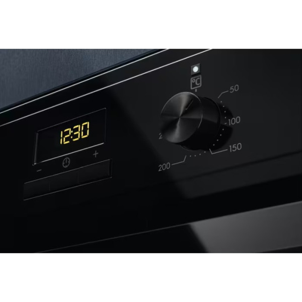 Духова шафа Electrolux електрична, 65л, A, дисплей, конвекція, телескопічні напрямні, чорний