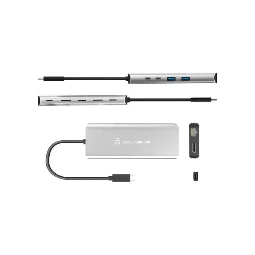 Концентратор J5create USB-С 6-in-1 2xUSB 3.2 + USB-C PD 100W + USB-C + HDMI 8K + RJ45 2.5Gbps aluminum (JCD403-N)