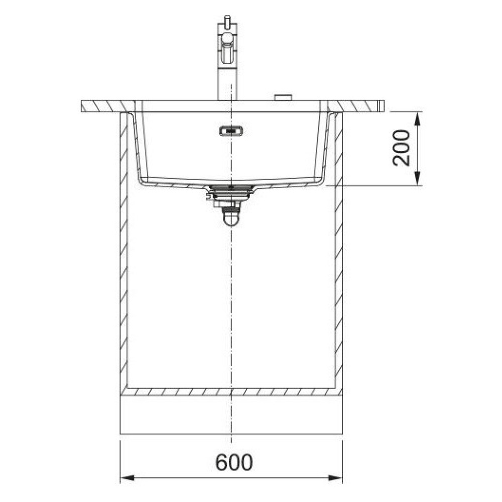 Мийка кухонна Franke Maris, фраграніт, прямокутник, без крила, 553х433х200мм, чаша - 1, під стільницю, MRG 110-52, сахара