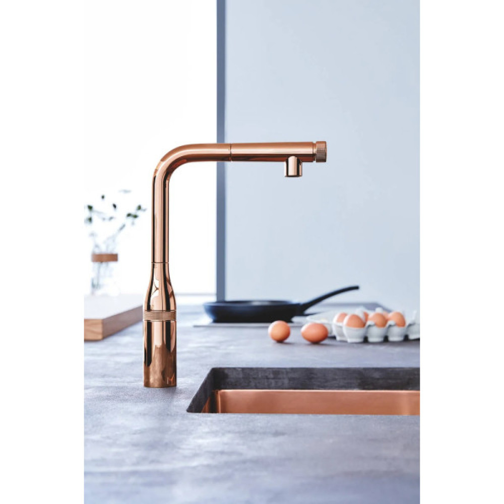 Змішувач для кухні Grohe Essence Smart Control, довж.виливу - 199мм, поворотний/витяжний, вентиль/кнопка, теплий захід сонця