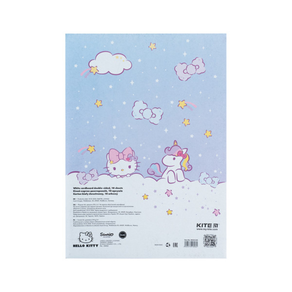 Білий картон Kite A4 Hello Kitty 10 аркушів (HK24-254)