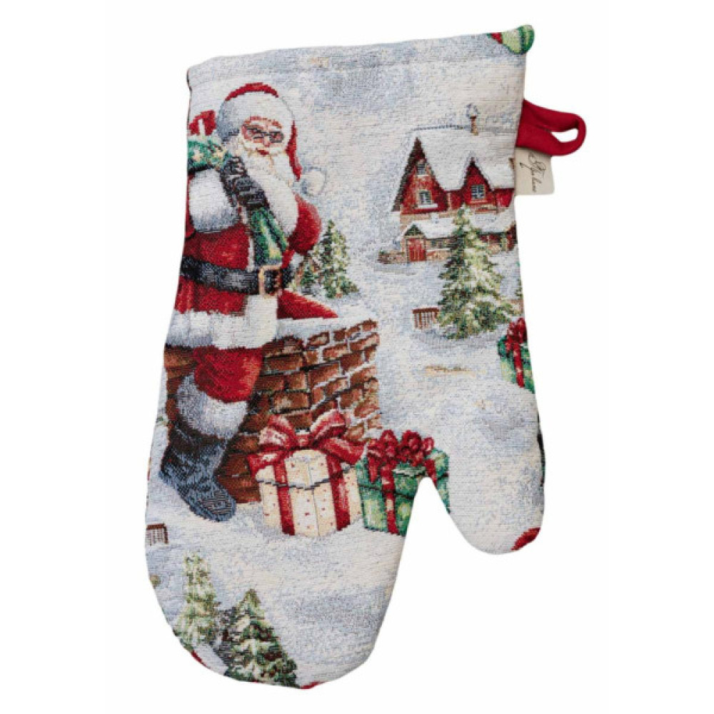 Кухонна прихватка Прованс Рукавиця гобеленова з велюром Снігова зима 32х16 см (037841)