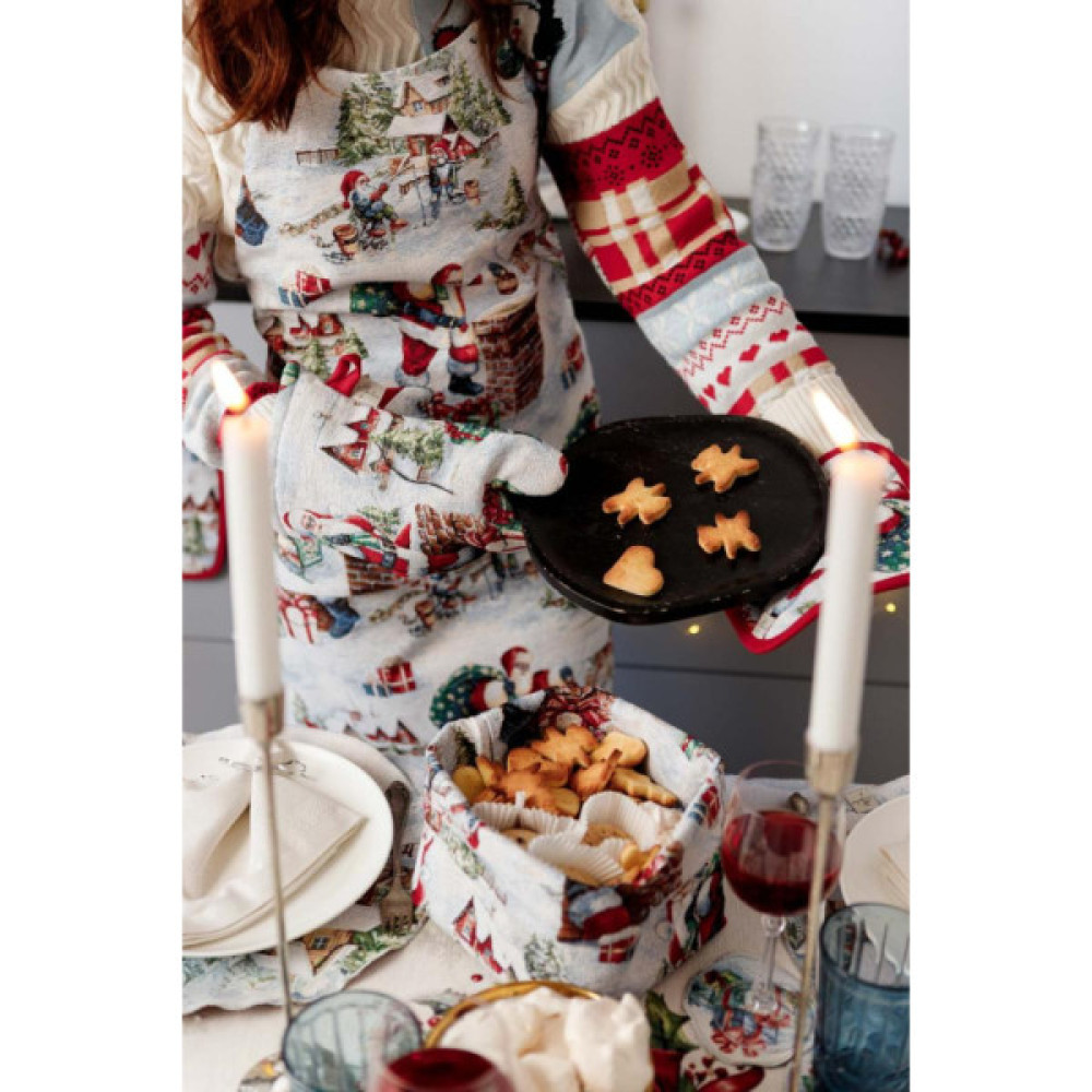 Кухонна прихватка Прованс Рукавиця гобеленова з велюром Снігова зима 32х16 см (037841)