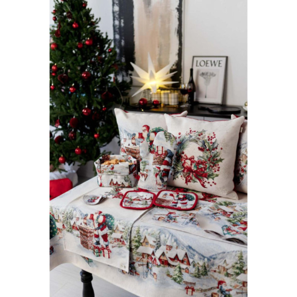 Кухонна прихватка Прованс Рукавиця гобеленова з велюром Снігова зима 32х16 см (037841)