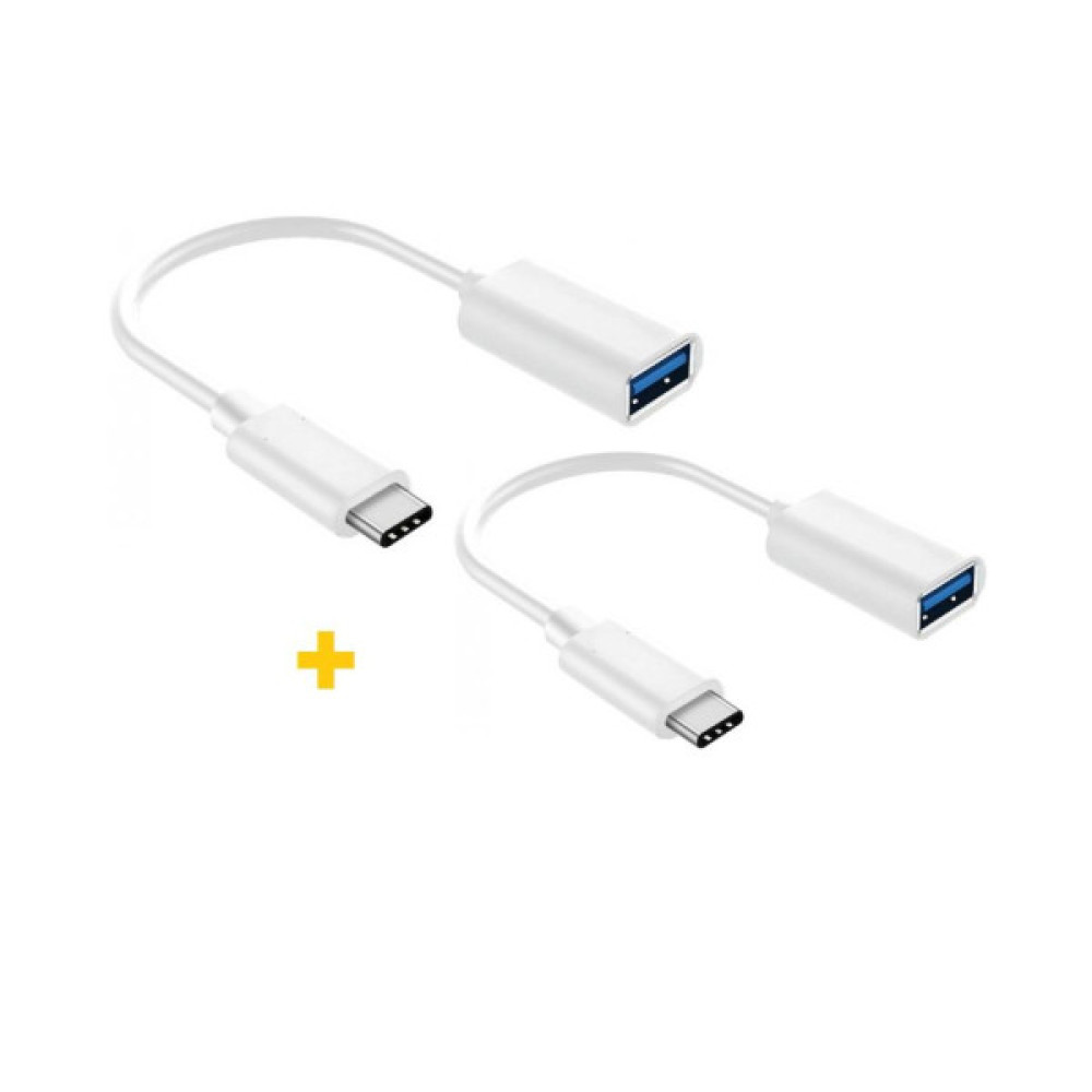 Дата кабель OTG USB 2.0 AF to USB-C 0.11m 2PCS white XoKo (XK-AC230-WH2)