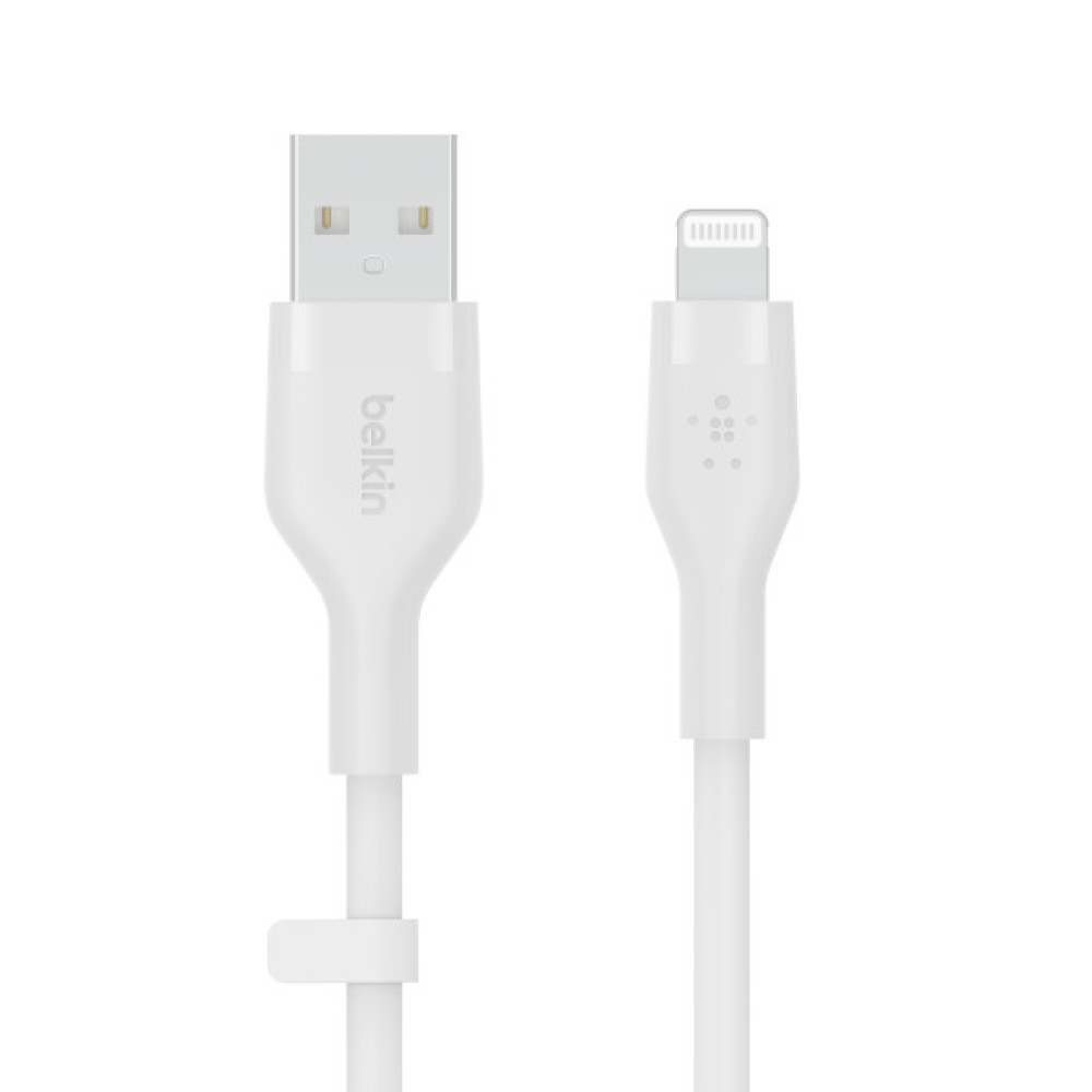 Кабель USB-A > Lightning заряджання/синхронізації Belkin 1м, силіконовий з кліпсою, білий