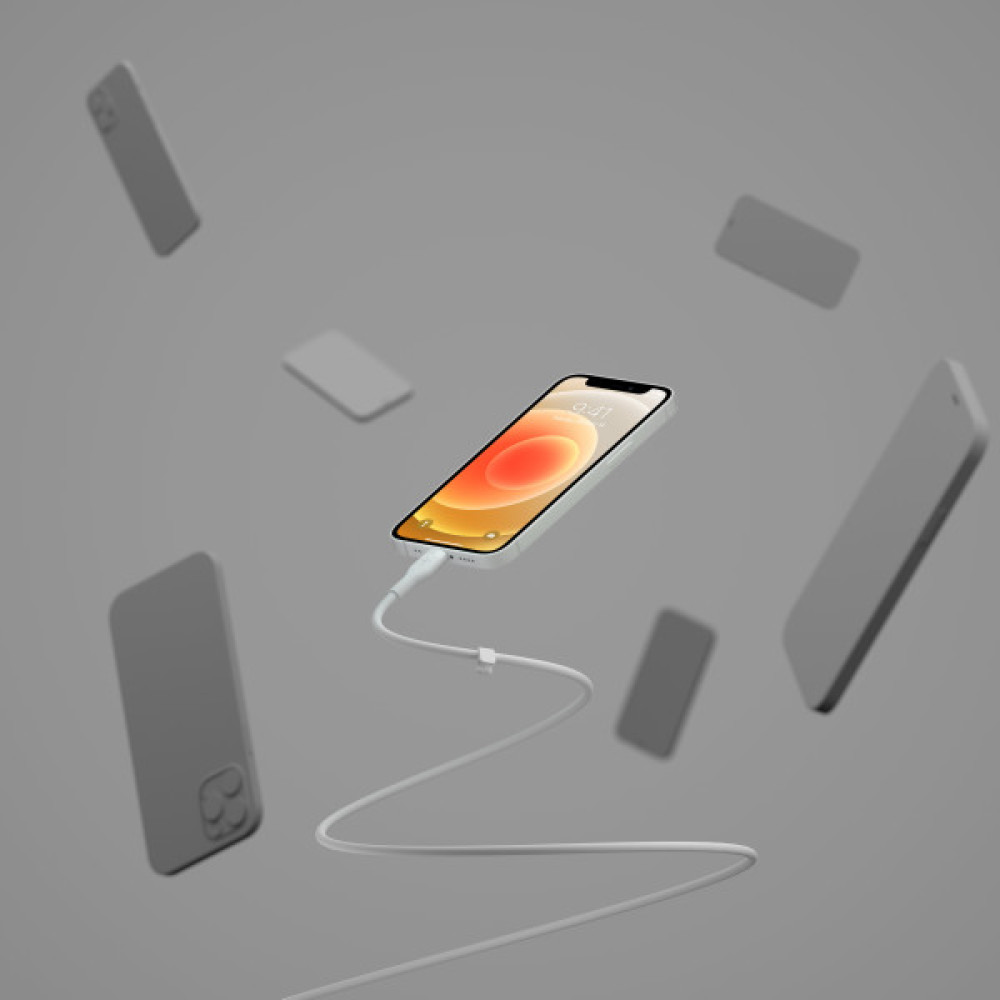 Кабель USB-A > Lightning заряджання/синхронізації Belkin 1м, силіконовий з кліпсою, білий