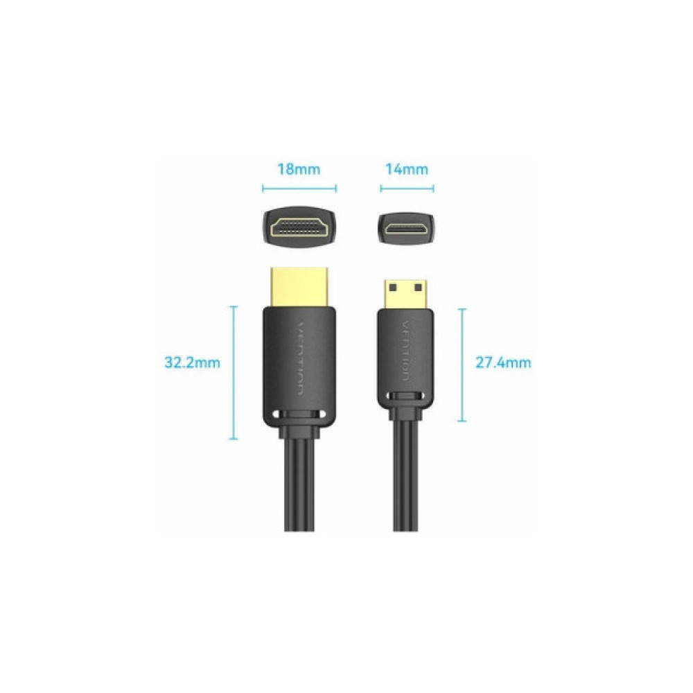 Кабель мультимедійний HDMI M to HDMI mini M 2.0m V2.0 4K60Hz 18Gbps HDR Dolby Vention (AGHBH)