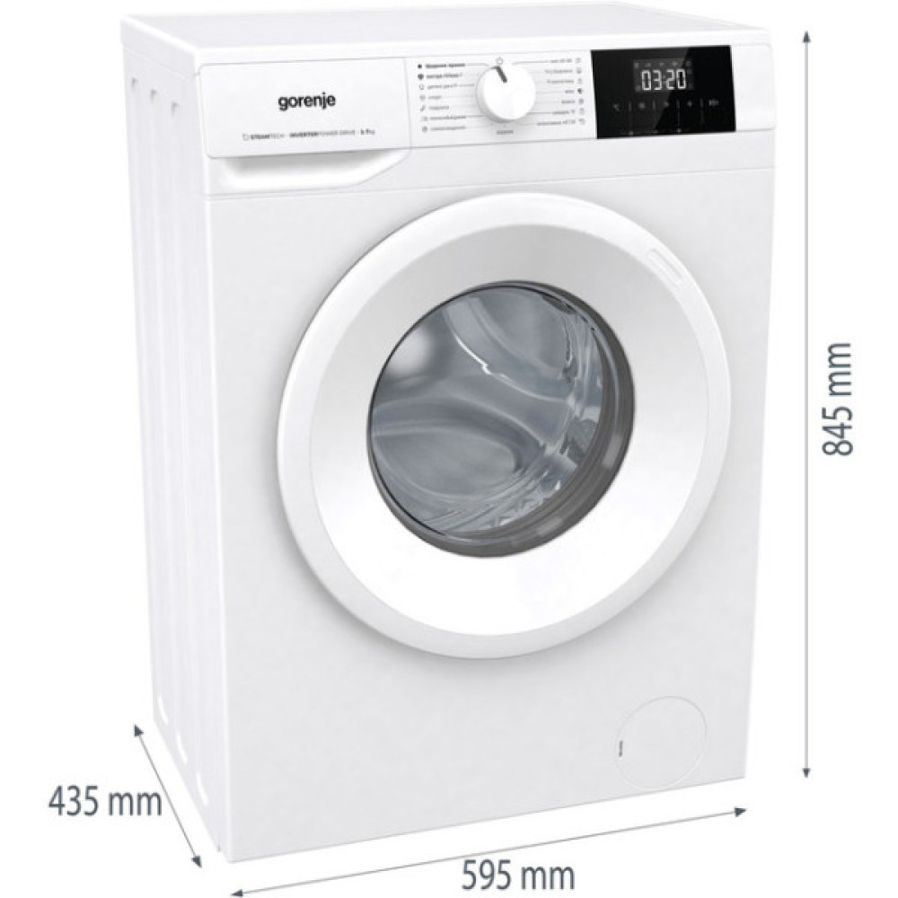 Пральна машина Gorenje фронтальна, 7кг, 1200, A+, 43.5см, дисплей, пар, інвертор, білий