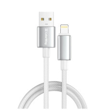 Дата кабель USB 2.0 AM to Lightning 1.0m 3A zinc alloy braided white ColorWay (CW-CBUL098-WT)