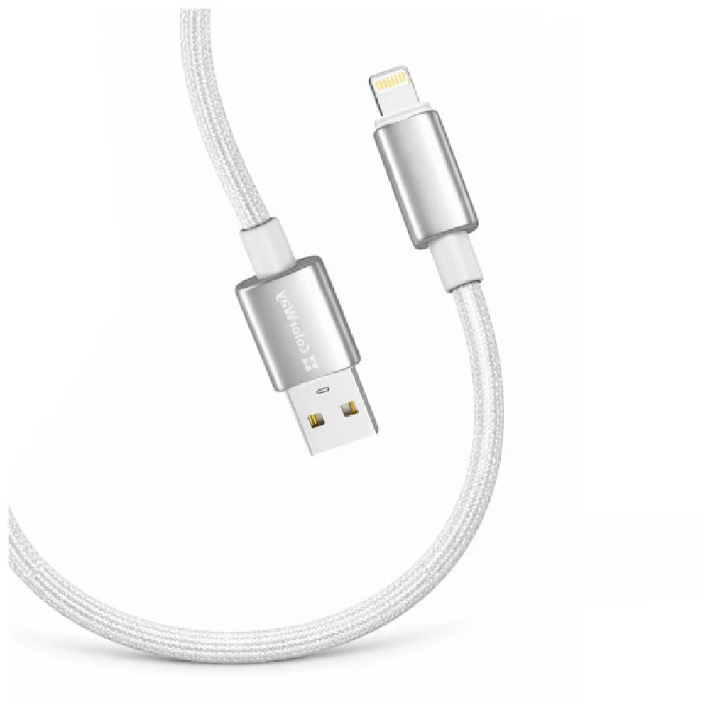 Дата кабель USB 2.0 AM to Lightning 1.0m 3A zinc alloy braided white ColorWay (CW-CBUL098-WT)