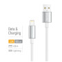 Дата кабель USB 2.0 AM to Lightning 1.0m 3A zinc alloy braided white ColorWay (CW-CBUL098-WT)