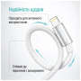 Дата кабель USB 2.0 AM to Lightning 1.0m 3A zinc alloy braided white ColorWay (CW-CBUL098-WT)