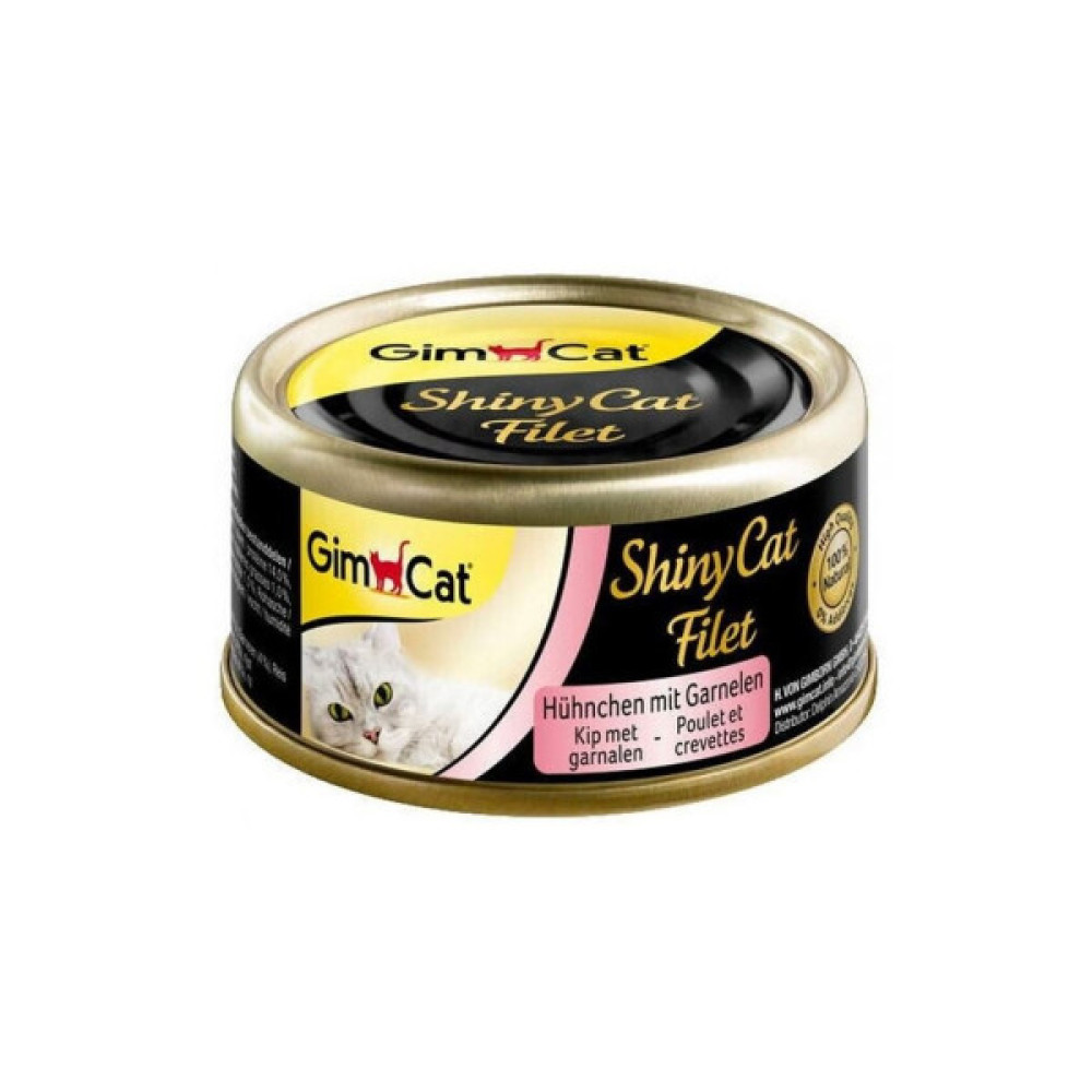 Консерви для котів GimCat Shiny Cat Filet З куркою та креветкою 70 г (4002064413785)
