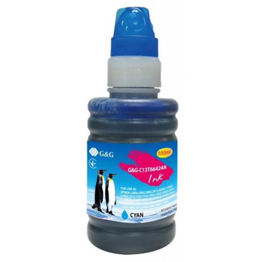 Чорнило G&G Epson L100/L200 cyan, контейнер 100мл (G&G-C13T66424A) Чорнило G&G Epson L100/L200 cyan, контейнер 100мл (G&G-C13T66424A)
