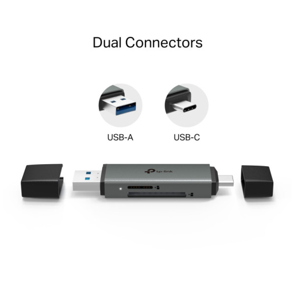 Зчитувач флеш-карт TP-Link USB-C + USB 2.0 SD + TF silver (UA430D)