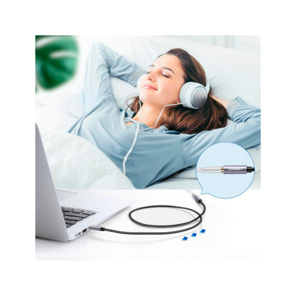 Кабель мультимедійний 3.5mm M to 3.5mm F 2.0m AV118 gray UGREEN (10594)