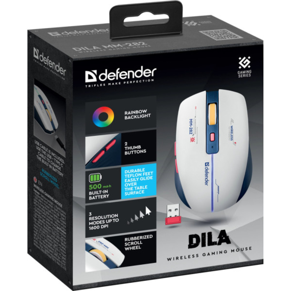 Мишка Defender Dila MM-282 Wireless White/Blue (52282)