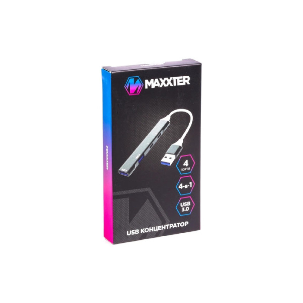 Концентратор Maxxter USB 3.0 to 1xUSB 3.0 + 1xUSB 2.0 + 2xUSB-C (HU3A-4P-03)