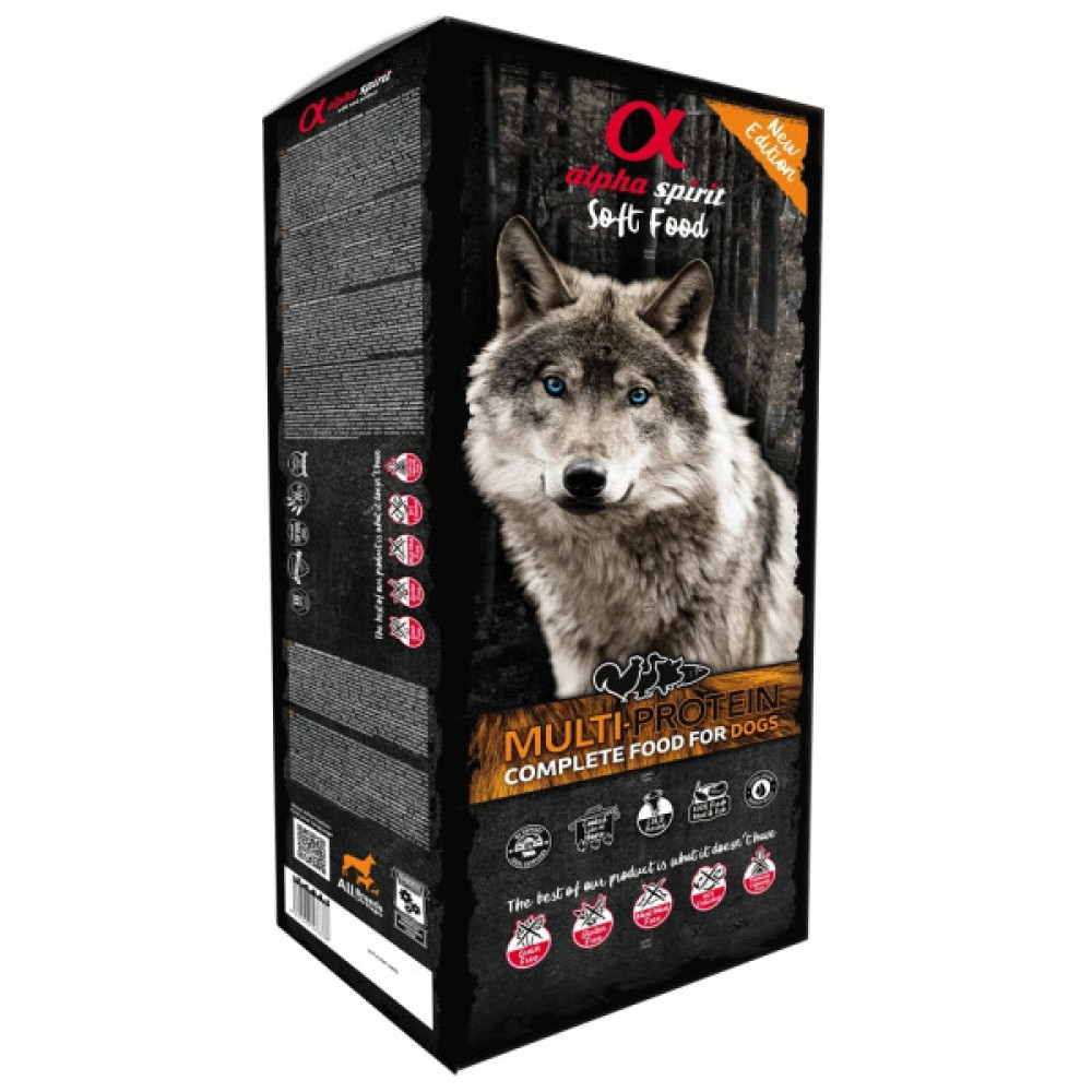 Напіввологий корм для собак Alpha Spirit Semi-Moist Multi-protein Box 9 кг + консерва (8436586310134)