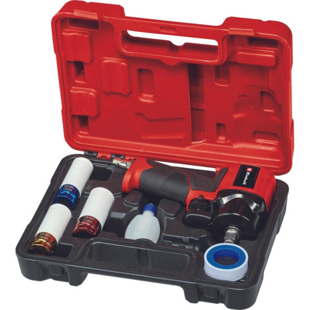 Гайковерт пневматичний Einhell TC-PW 610 Compact, 610Нм, 6.3бар, 142л/хв, М14, 3 головки, кейс, 1.14кг