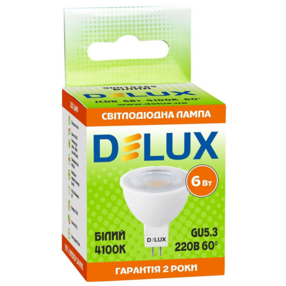 Лампочка Delux JCDR 6Вт 4100K 220В GU5.3 (90019265)