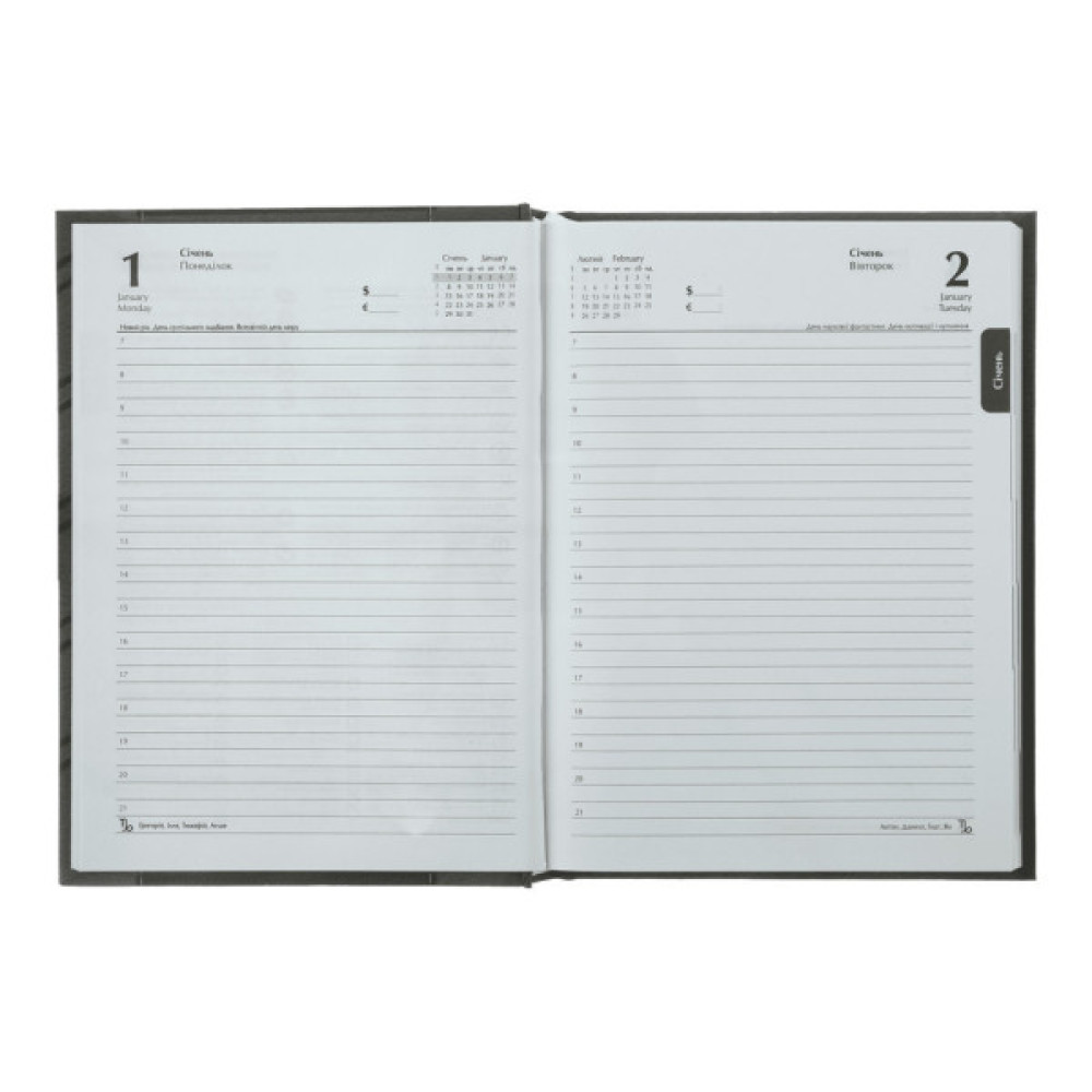 Тижневик Buromax датований 2024 PARALLEL A5 чорний (BM.2107-01)