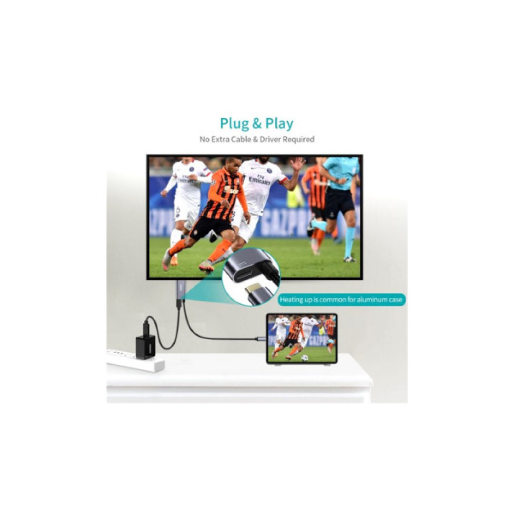 Кабель мультимедійний USB-C to HDMI M 1.8m 4K60Hz Choetech (XCH-M180GY)