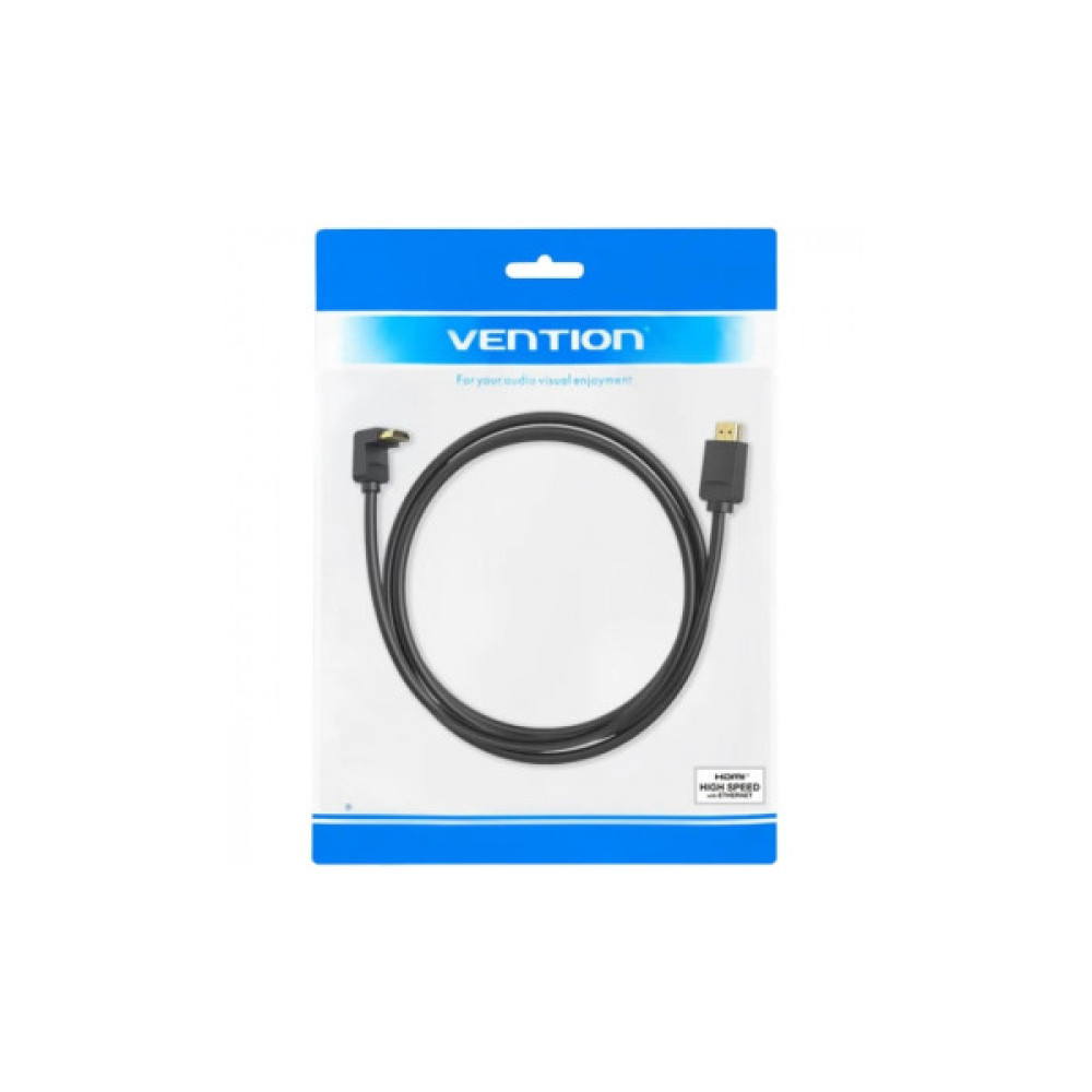 Кабель мультимедійний HDMI M to HDMI M 2.0m V2.0 4K60Hz 90° corner PVC black Vention (AAQBH)