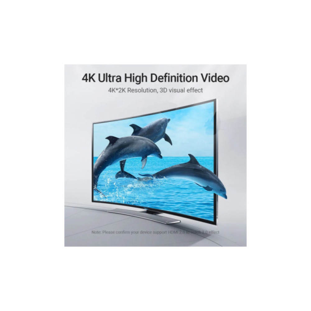 Кабель мультимедійний HDMI M to HDMI M 2.0m V2.0 4K60Hz 90° corner PVC black Vention (AAQBH)