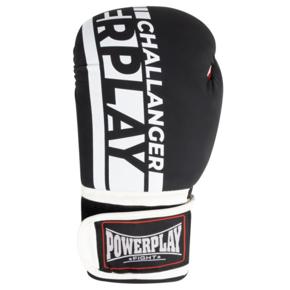 Боксерські рукавички PowerPlay 3086 Matt Challenger Чорно-Білі 12 унцій (PP_3086_12oz_Bl/White)