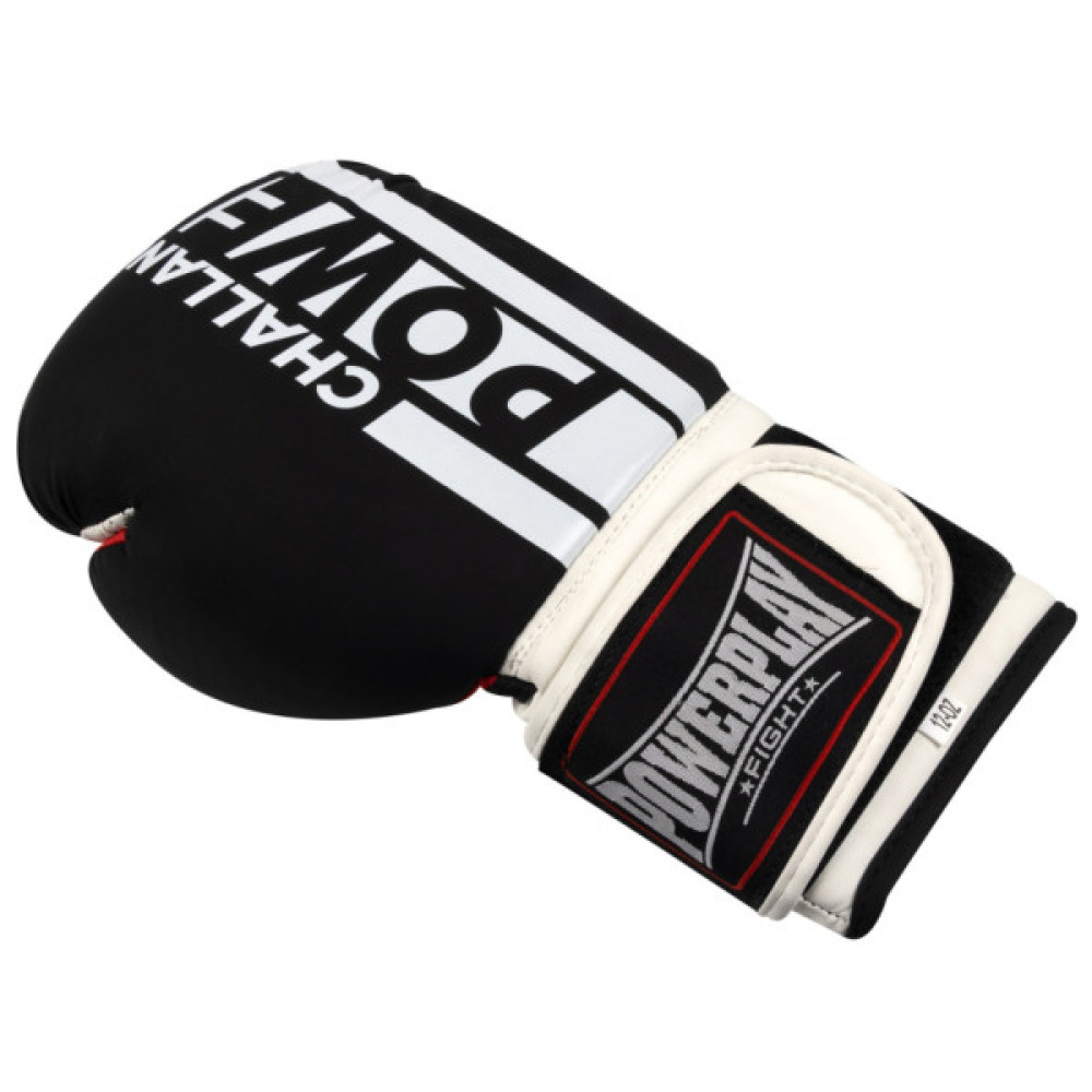 Боксерські рукавички PowerPlay 3086 Matt Challenger Чорно-Білі 12 унцій (PP_3086_12oz_Bl/White)