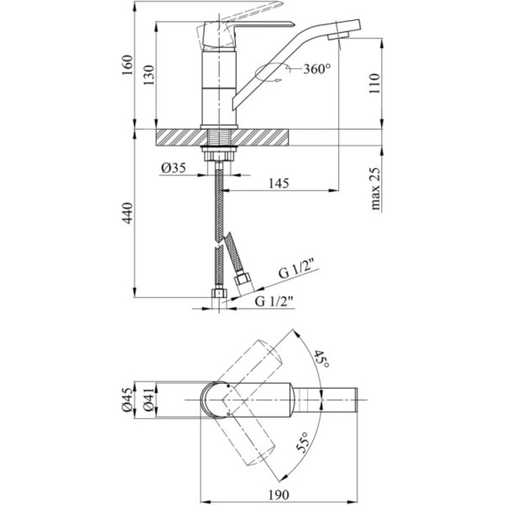 Змішувач Kroner Armada-W011 (CV024324)