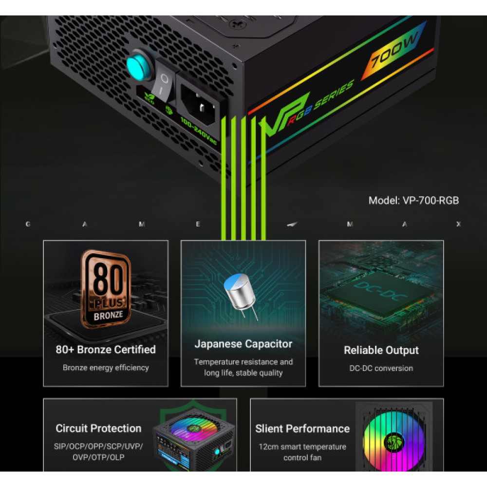 GAMEMAX VP 700S BK-RGB