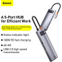 Концентратор Baseus USB3.1 Type-C to USB Type C PD 100W/HDMI 4K 60 Hz/3*USB 3.2 Gen1/ 5in1 (CAHUB-CX0G) Концентратор Baseus USB3.1 Type-C to USB Type C PD 100W/HDMI 4K 60 Hz/3*USB 3.2 Gen1/ 5in1 (CAHUB-CX0G)