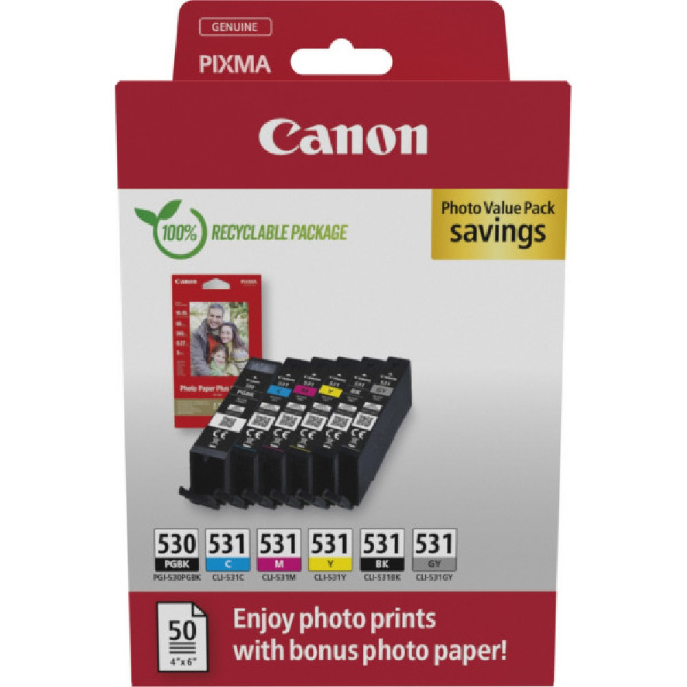 Картридж Canon PGI-530/CLI-531 Multipack BK,C,M,Y,GY (6117C004) Картридж Canon PGI-530/CLI-531 Multipack BK,C,M,Y,GY (6117C004)