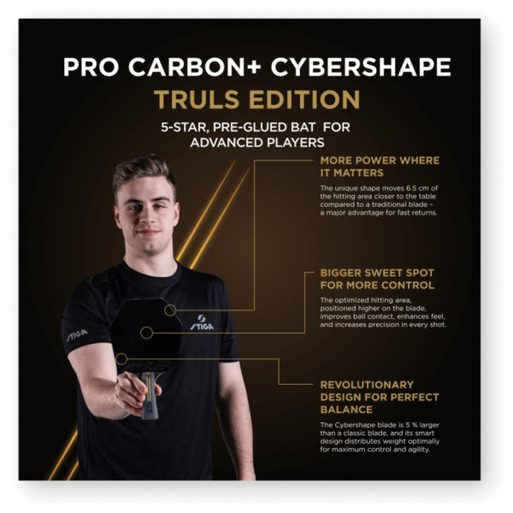 Ракетка для настільного тенісу Stiga Pro Carbon Plus Cybershape Truls Edition 5 Star FL (1215-1306-35) (932354)