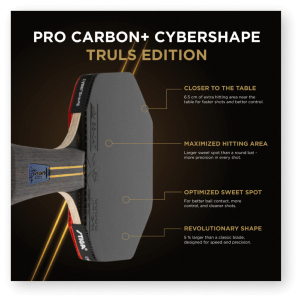 Ракетка для настільного тенісу Stiga Pro Carbon Plus Cybershape Truls Edition 5 Star FL (1215-1306-35) (932354)