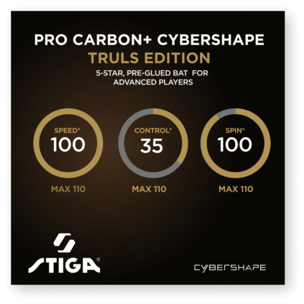 Ракетка для настільного тенісу Stiga Pro Carbon Plus Cybershape Truls Edition 5 Star FL (1215-1306-35) (932354)